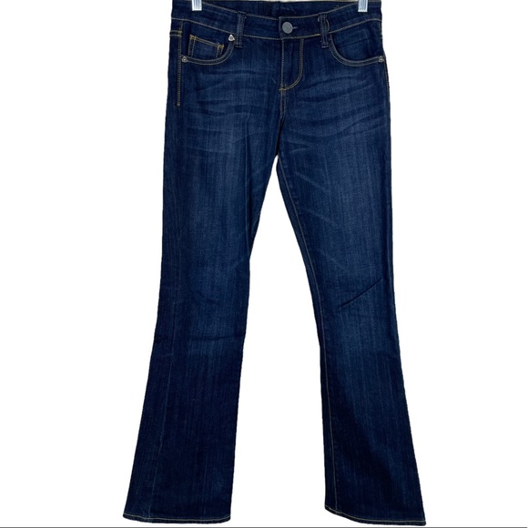 Kut From The Kloth Baby Bootcut Embroidered Dark Blue Denim Jeans 5-Pocket Nice - Picture 1 of 13